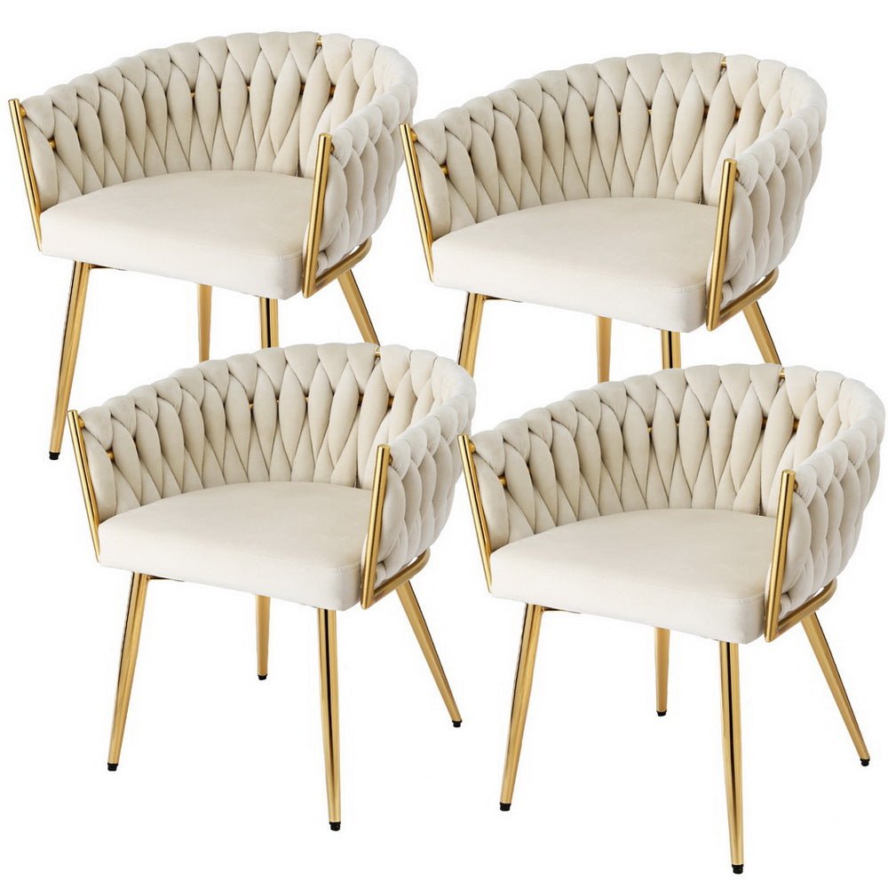 1 Set of 4 Artiss Dining Chairs Velvet Armchair Beige - Furniture > Dining > Kitchen & Dining Chairs - Rivercity House & Home Co. (ABN 18 642 972 209) - Affordable Modern Furniture Australia