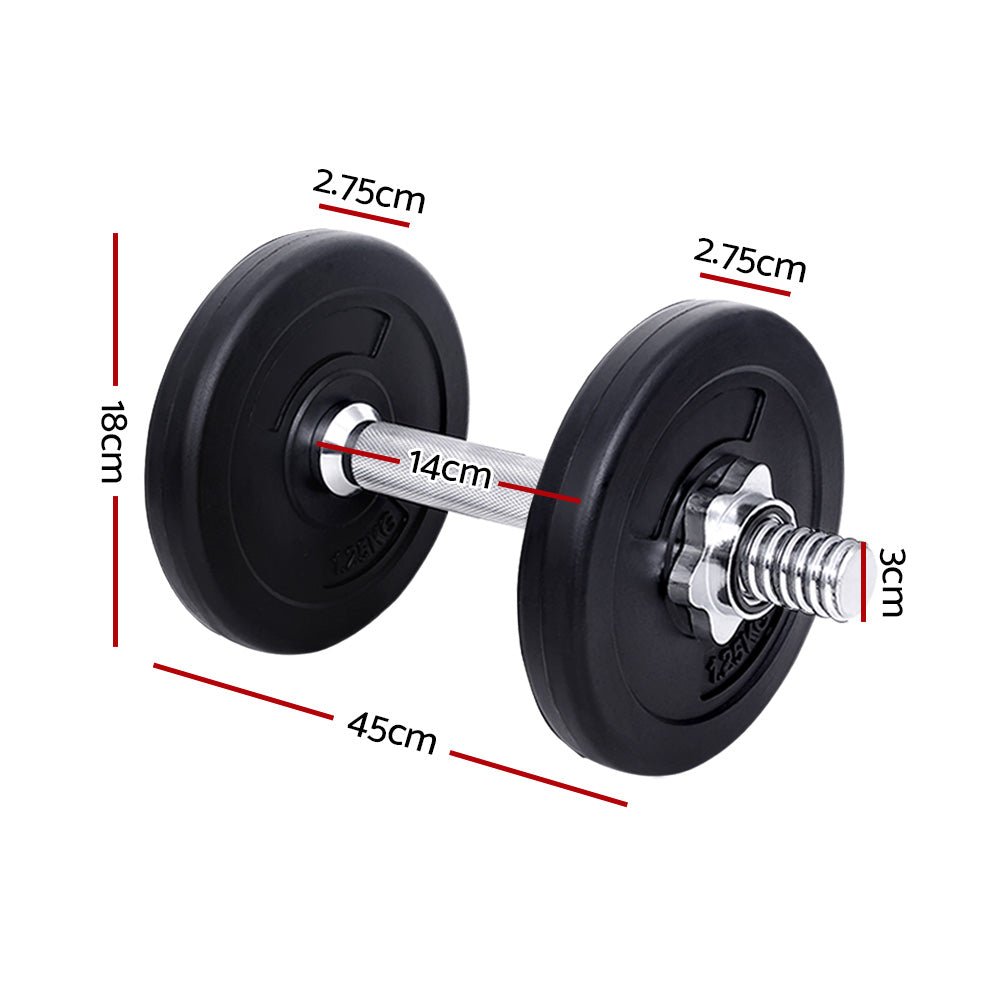 10kg Adjustable Dumbbell Set with Weight Plates - Black and Silver - Sports & Fitness > Exercise, Gym & Fitness > Free Weights - Rivercity House & Home Co. (ABN 18 642 972 209) - Affordable Modern Furniture Australia