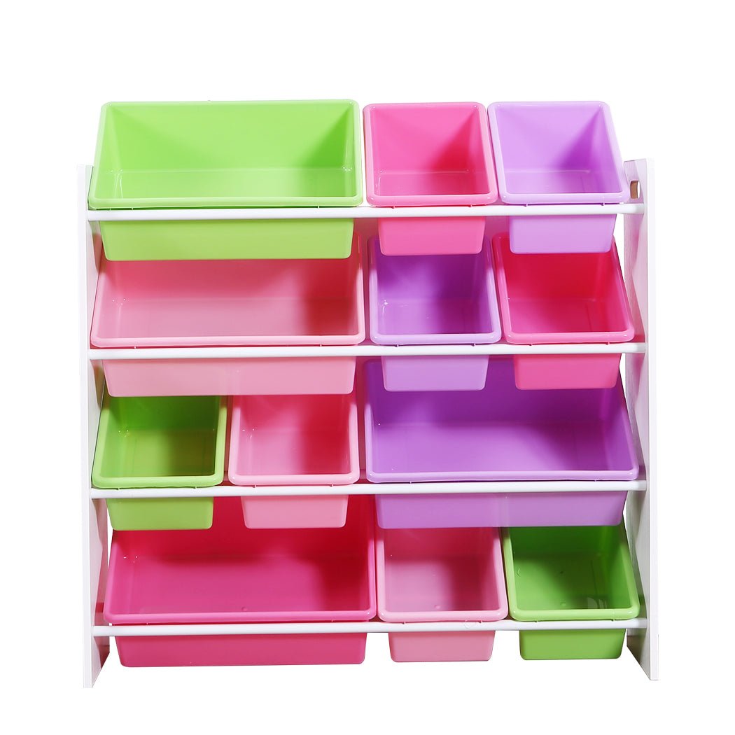 12 - Bin Kids Toy Organizer and Bookshelf with Multi - Color Bins - White Frame - Rivercity House & Home Co. (ABN 18 642 972 209) - Affordable Modern Furniture Australia