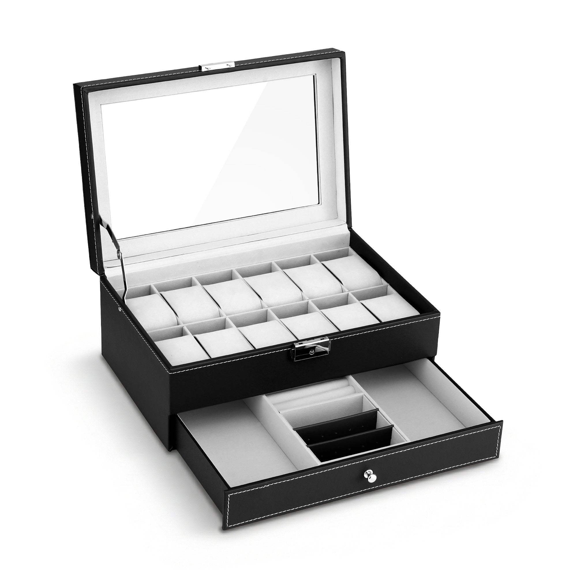 12 Grids Watch Box Organizer Case Jewelry Display Storage Showcase - Fashion > Men's Fashion > Men's Accessories - Rivercity House & Home Co. (ABN 18 642 972 209) - Affordable Modern Furniture Australia