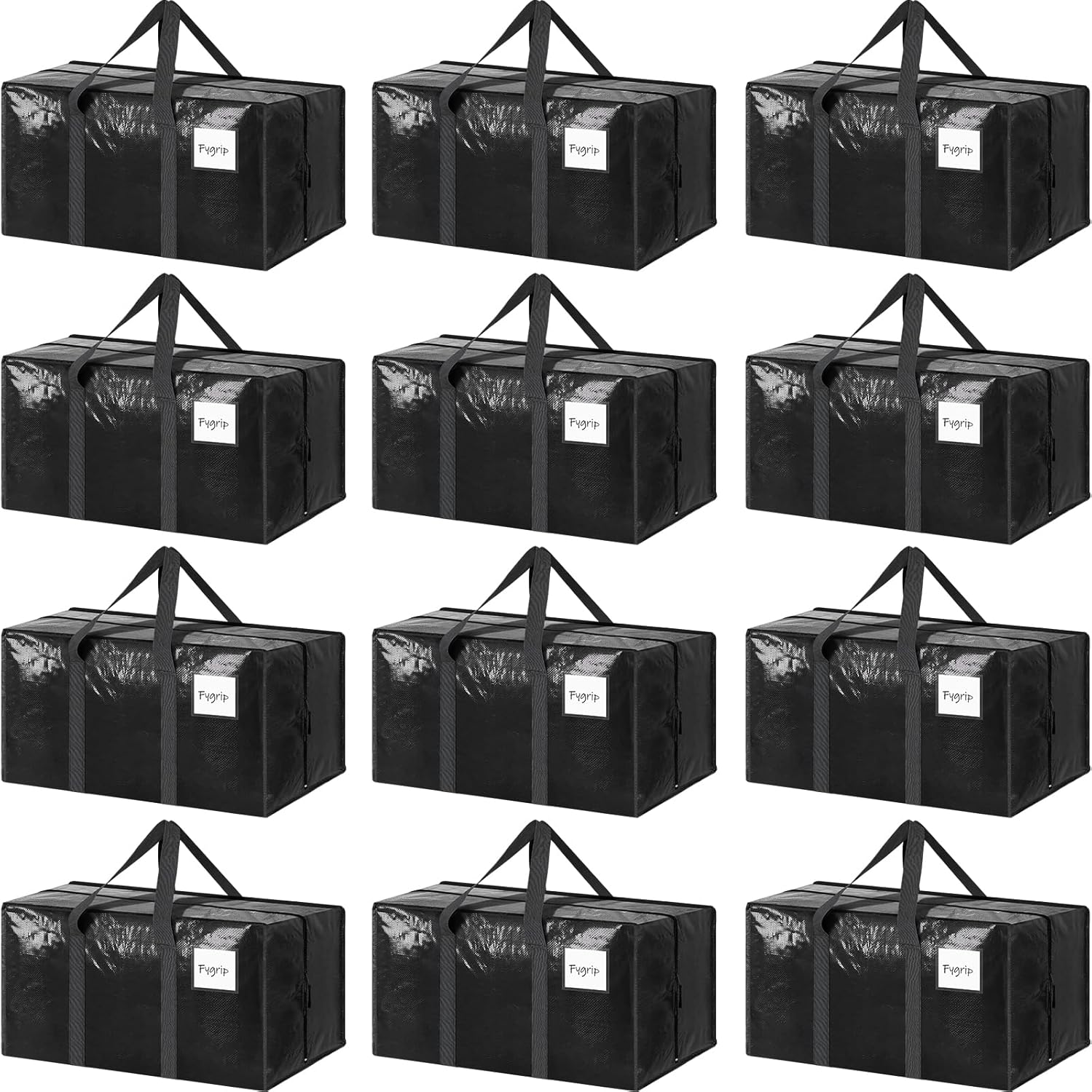 12 - Pack Large 95L Moving Storage Bags with Zippers & Handles for Travel & Organization - Black - Home & Garden > Travel > Duffel Bags - Rivercity House & Home Co. (ABN 18 642 972 209) - Affordable Modern Furniture Australia