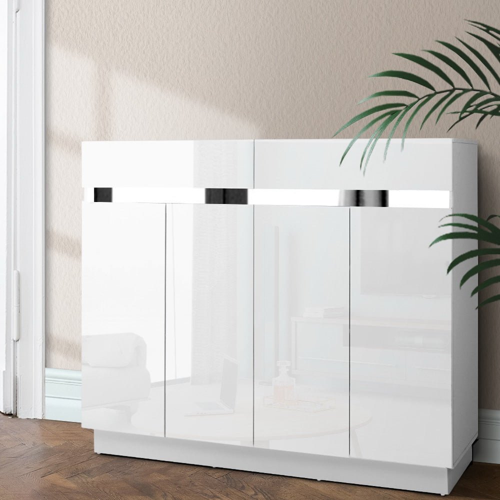 120cm Shoe Cabinet Storage Rack High Gloss Front White
