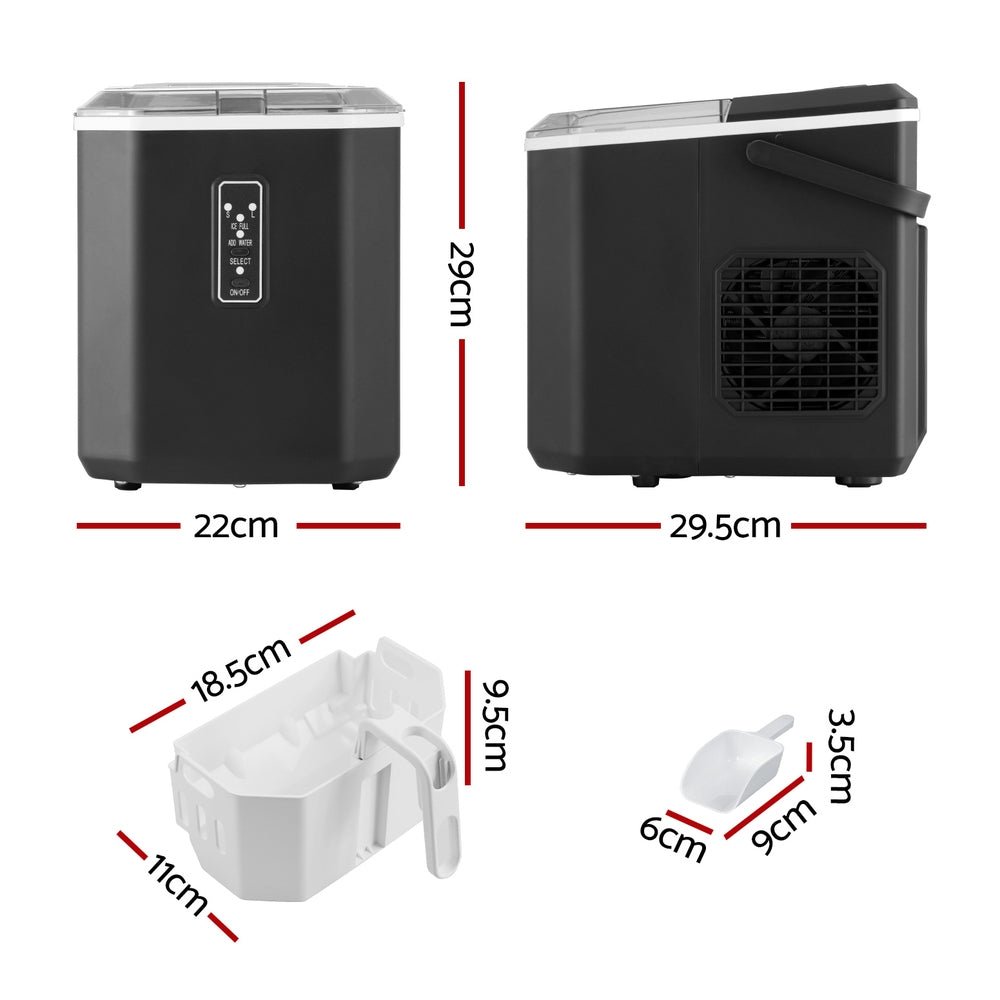 12kg Ice Maker Machine 1.3L w/Scoop Holder Black - Appliances > Kitchen Appliances > Ice Makers - Rivercity House & Home Co. (ABN 18 642 972 209) - Affordable Modern Furniture Australia