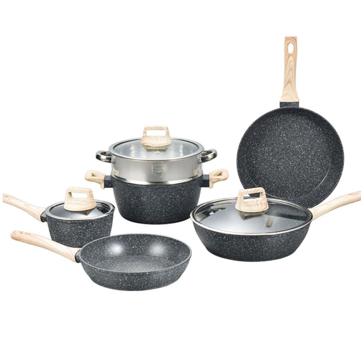 12pcs Nonstick Stone Coated Cookware Set with Frying Pans Steamer and Soup Pots - Appliances > Kitchen Appliances > Cooktops & Stoves - Rivercity House & Home Co. (ABN 18 642 972 209) - Affordable Modern Furniture Australia