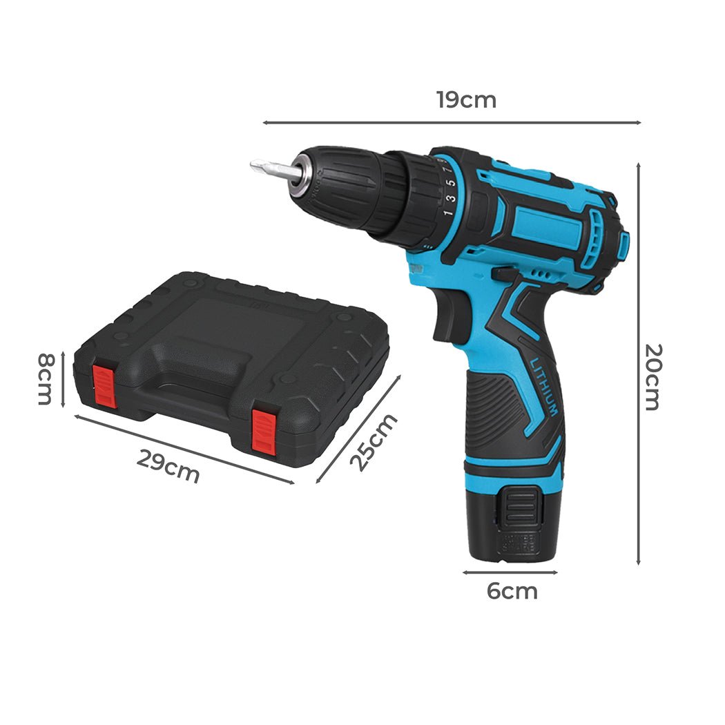 12V Cordless Drill Driver Kit 2.0Ah 74 - Piece Set - Blue - Rivercity House & Home Co. (ABN 18 642 972 209) - Affordable Modern Furniture Australia