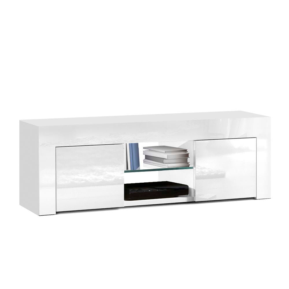 130cm White Gloss TV Unit - Rivercity House & Home Co. (ABN 18 642 972 209) - Affordable Modern Furniture Australia
