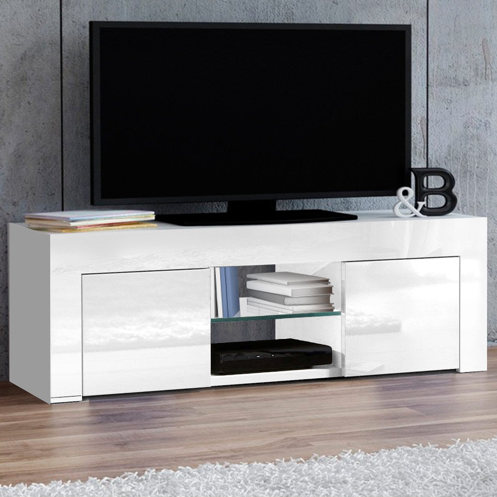 130cm White Gloss TV Unit - Rivercity House & Home Co. (ABN 18 642 972 209) - Affordable Modern Furniture Australia