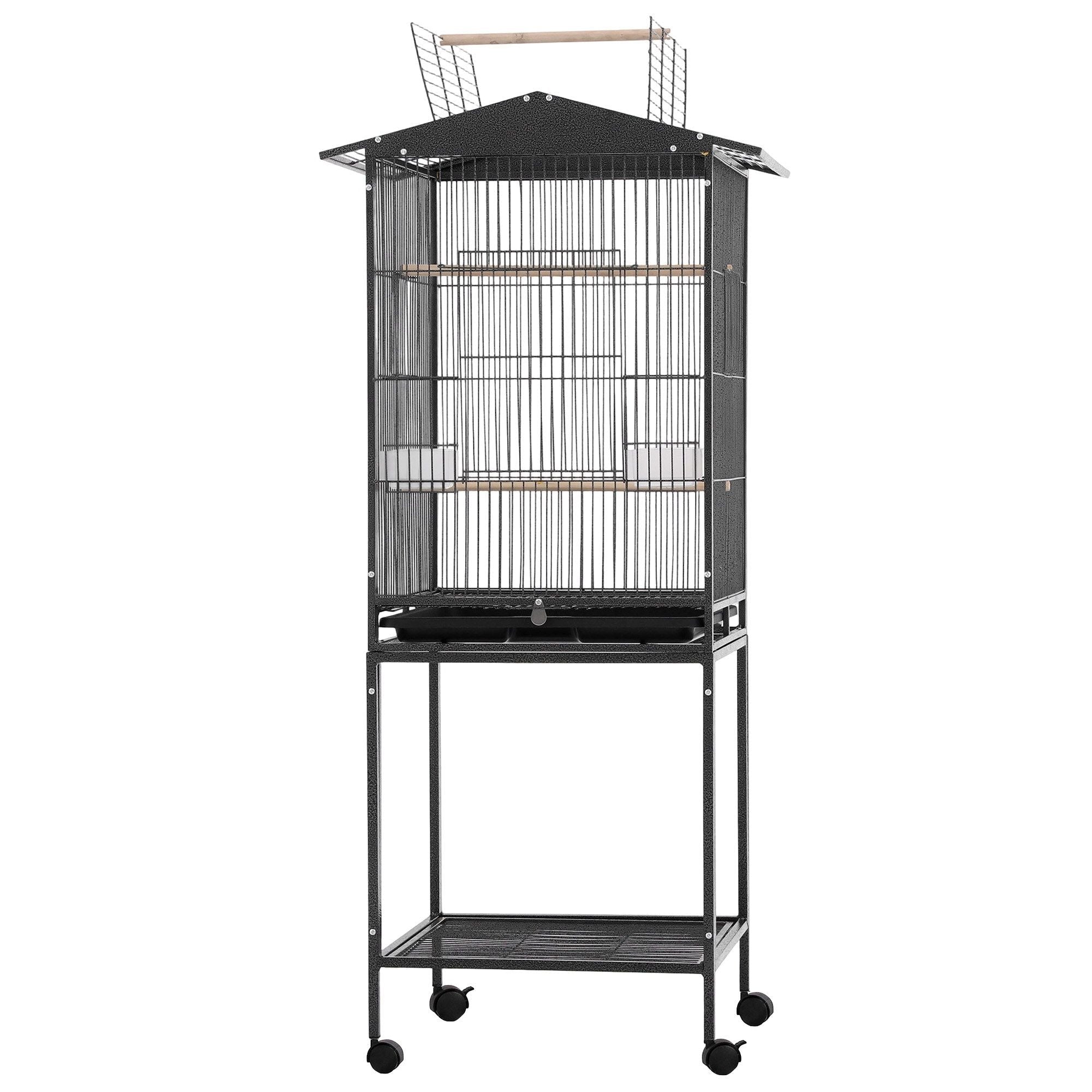136cm Bird Cage Aviary Open Top Parrot Budgie Stand Wheels Black - Pet Care > Bird > Bird Cages & Stands - Rivercity House & Home Co. (ABN 18 642 972 209) - Affordable Modern Furniture Australia