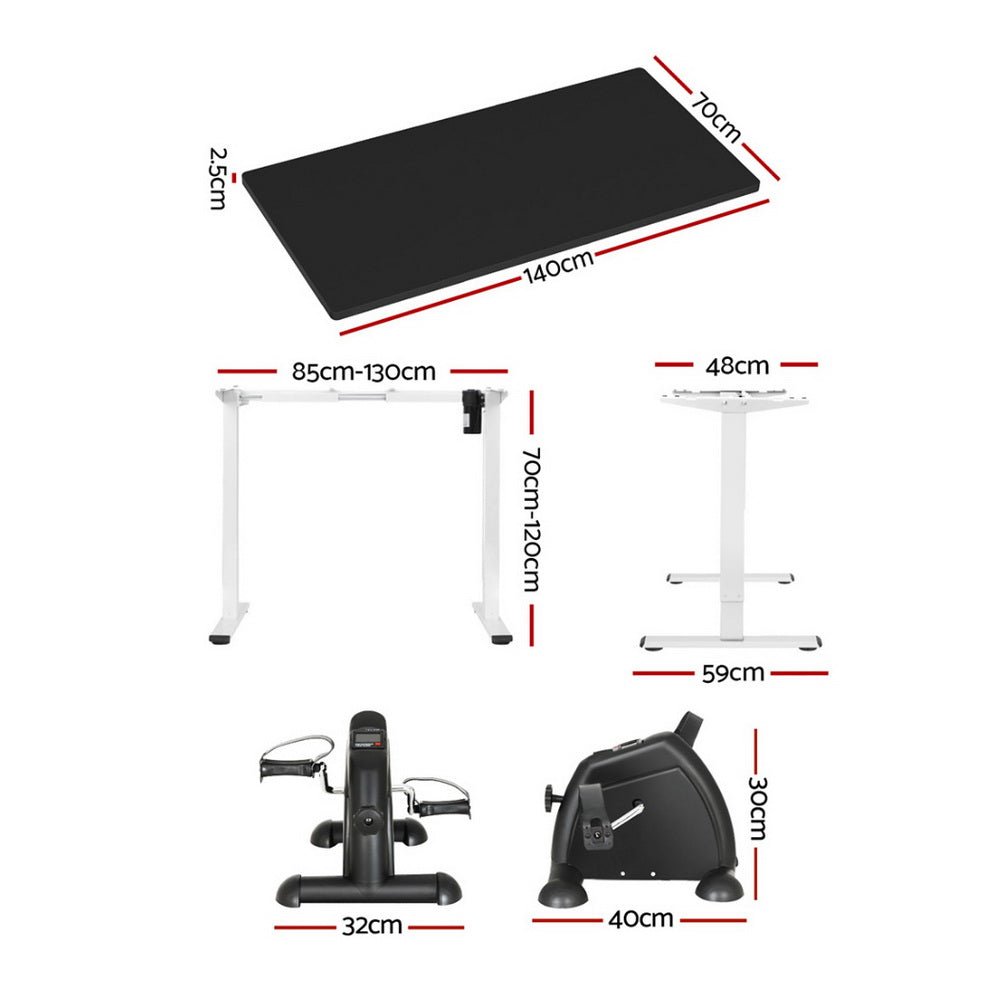 140cm Artiss Electric Standing Desk with Mini Pedal Exercise Bike Home Office - Furniture > Office > Office & Desk Chairs - Rivercity House & Home Co. (ABN 18 642 972 209) - Affordable Modern Furniture Australia