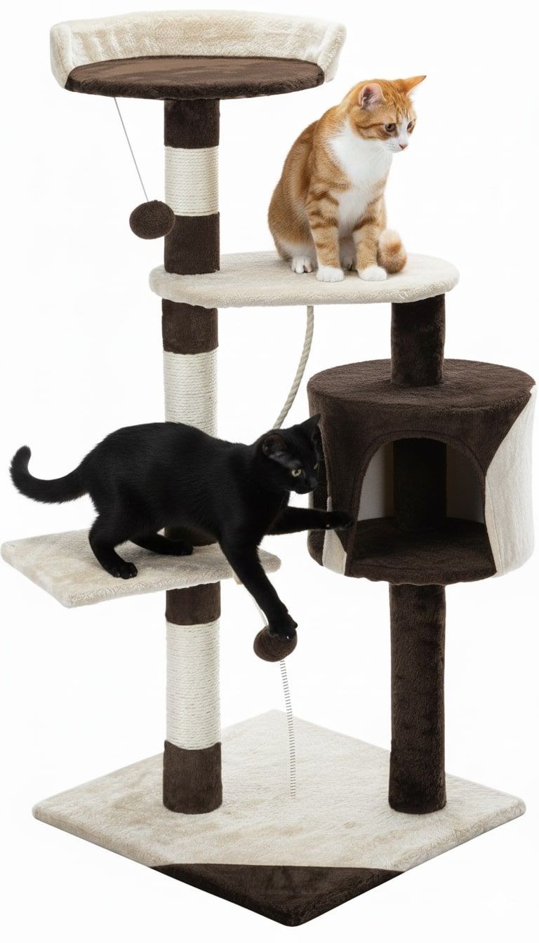 140cm Indoor Cat Tree with Plush Perch, Sisal Scratching Posts & Condo for Kittens & Adult Cats - Beige - Pet Care > Cat Supplies > Cat Scratching Posts - Rivercity House & Home Co. (ABN 18 642 972 209) - Affordable Modern Furniture Australia