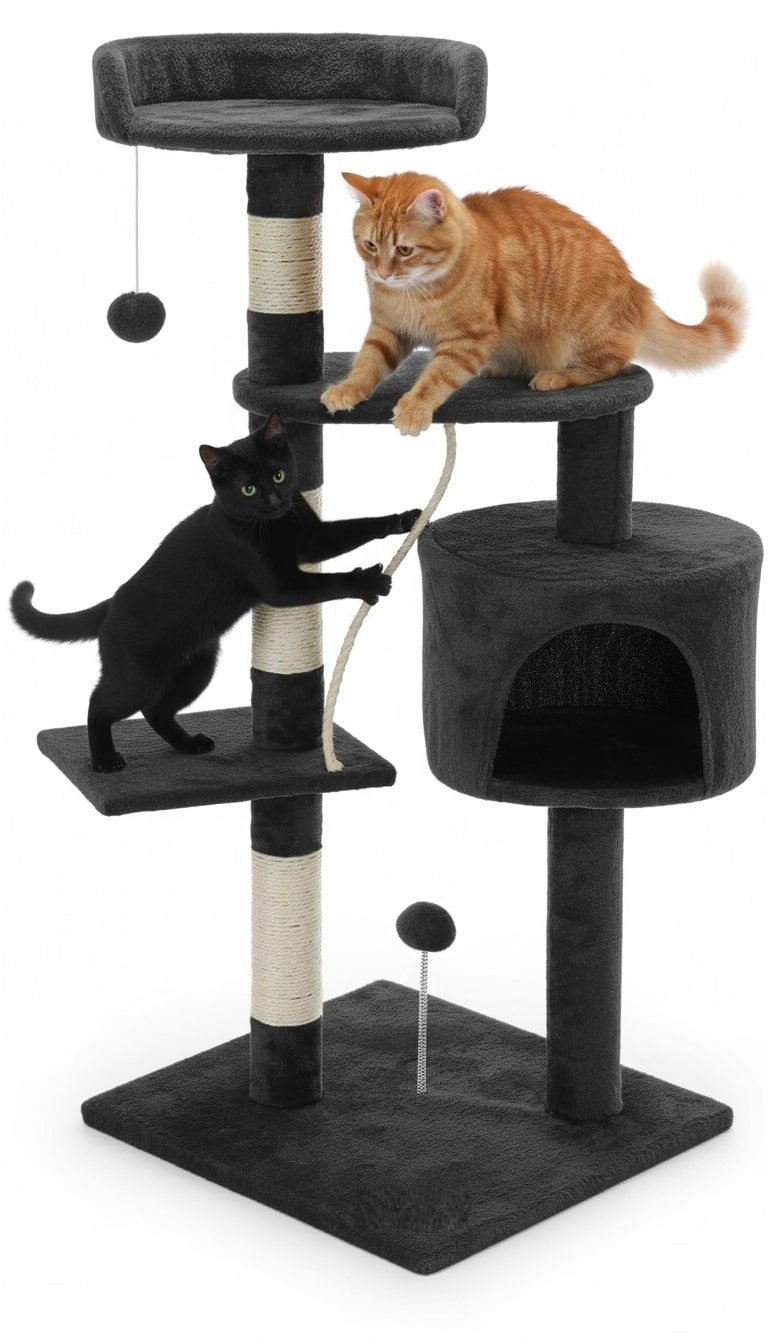 140cm Indoor Cat Tree with Plush Perch, Sisal Scratching Posts & Condo for Kittens & Adult Cats - Dark Grey - Pet Care > Cat Supplies > Cat Scratching Posts - Rivercity House & Home Co. (ABN 18 642 972 209) - Affordable Modern Furniture Australia