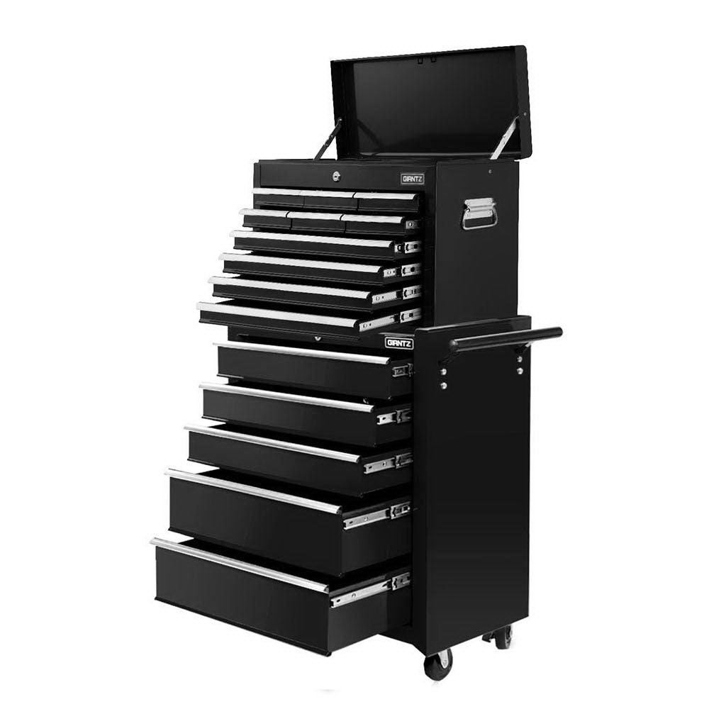 15 Drawers Tool Chest Trolley Toolbox 2 - in - 1 Storage Black - Tools > Tools Storage > Tool Boxes - Rivercity House & Home Co. (ABN 18 642 972 209) - Affordable Modern Furniture Australia