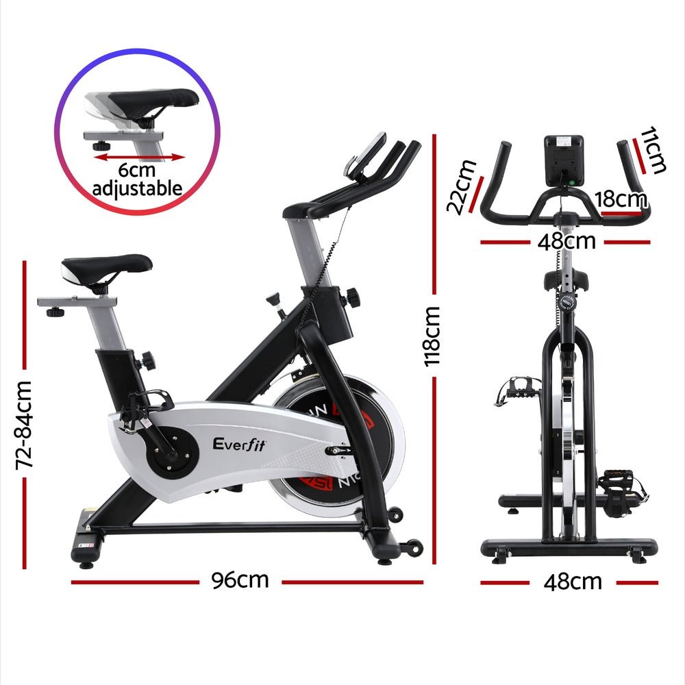 15kg Flywheel Spin Exercise Bike with 120kg Capacity - Black - Sports & Fitness > Exercise, Gym & Fitness > Exercise Bikes - Rivercity House & Home Co. (ABN 18 642 972 209) - Affordable Modern Furniture Australia
