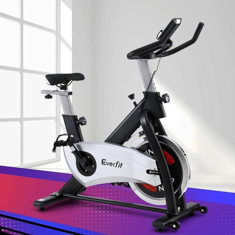 15kg Flywheel Spin Exercise Bike with 120kg Capacity - Black - Sports & Fitness > Exercise, Gym & Fitness > Exercise Bikes - Rivercity House & Home Co. (ABN 18 642 972 209) - Affordable Modern Furniture Australia
