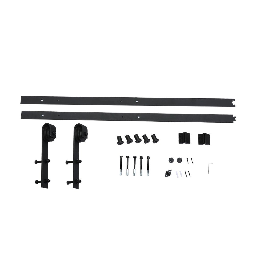 1.5M Antique Classic Single Sliding Barn Door Track Kit - Black - Rivercity House & Home Co. (ABN 18 642 972 209) - Affordable Modern Furniture Australia