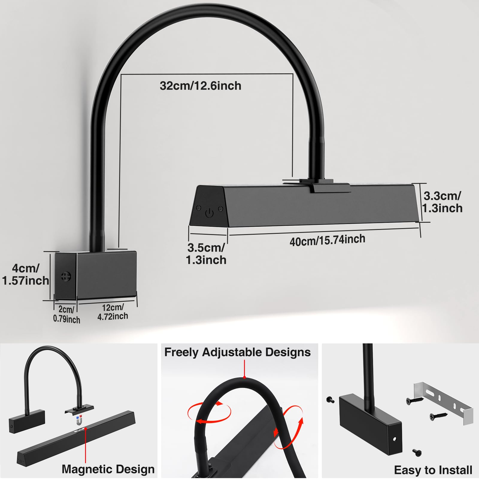 16 Inch Wireless Picture Frame Light with Remote, 3 CCT Dimmable Timer - Black - Home & Garden > Lighting > Wall Lights - Rivercity House & Home Co. (ABN 18 642 972 209) - Affordable Modern Furniture Australia