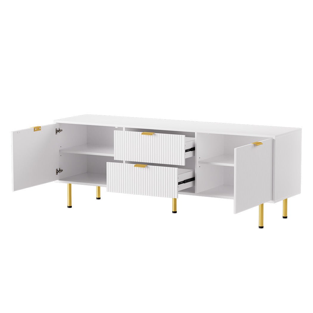 160cm Light - Luxury Entertainment Unit TV Cabinet with Storage - White - Rivercity House & Home Co. (ABN 18 642 972 209) - Affordable Modern Furniture Australia