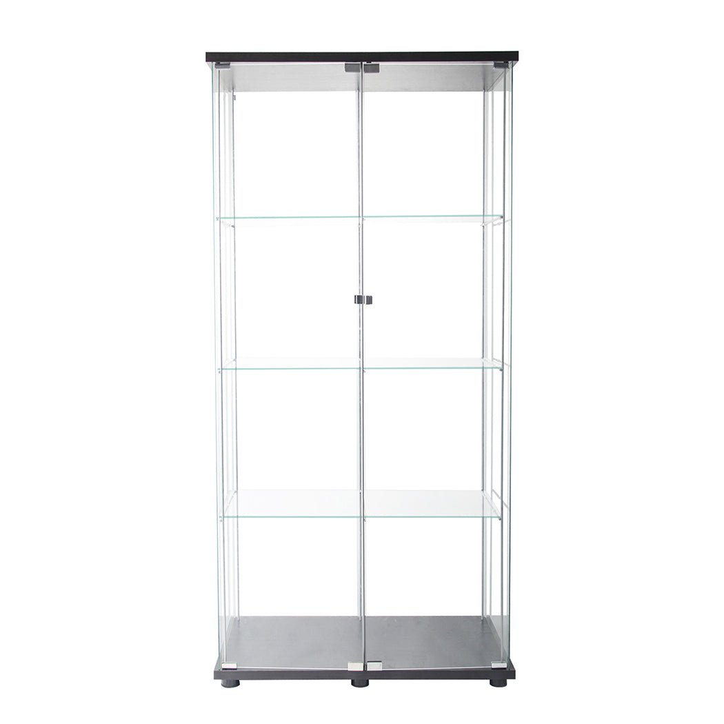 164cm 4 - Tier Glass Display Cabinet with 2 Doors - Black - Rivercity House & Home Co. (ABN 18 642 972 209) - Affordable Modern Furniture Australia