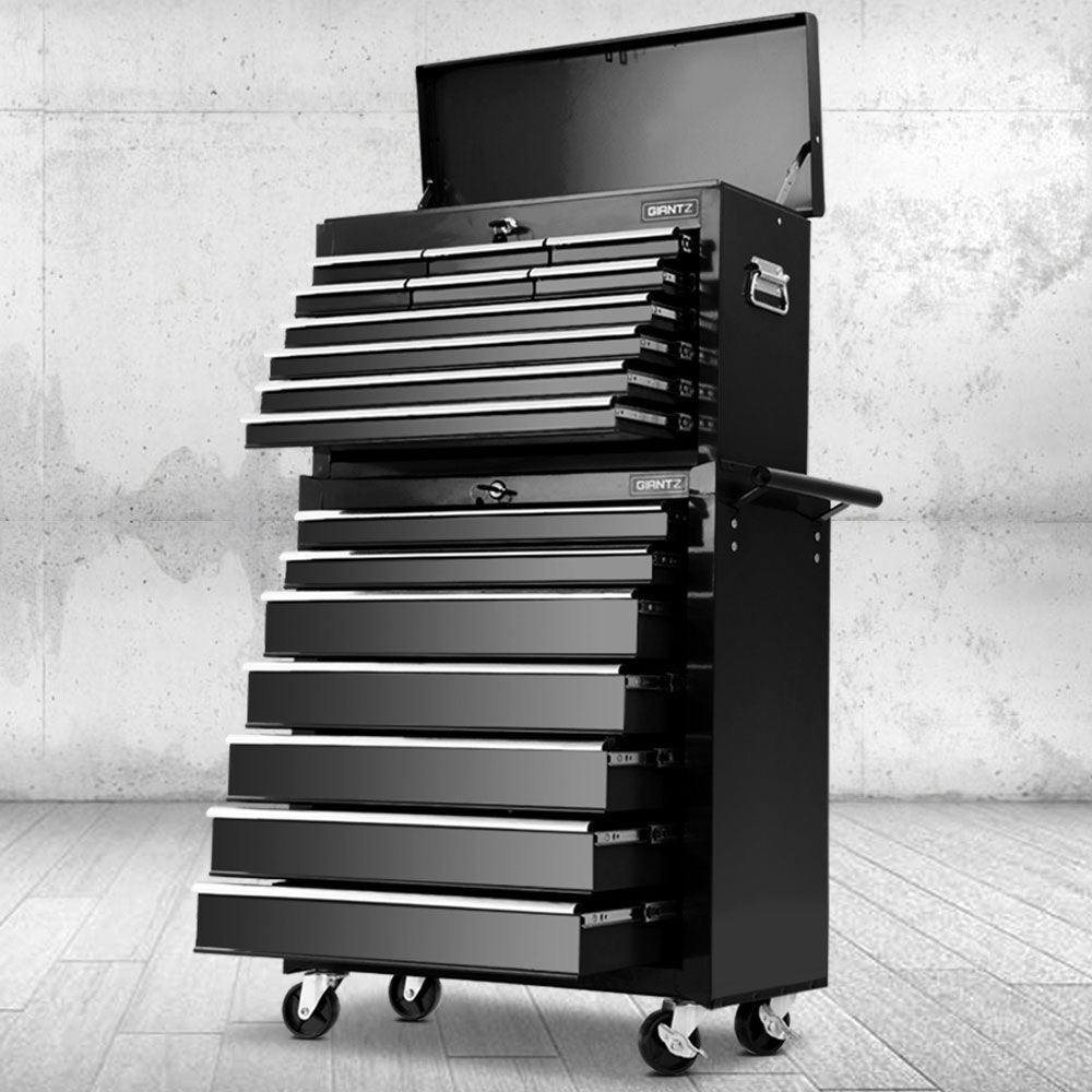 17 Drawer Tool Box Cabinet Chest Trolley Toolbox Garage Storage Box Black - Tools > Tools Storage > Tool Cabinets - Rivercity House & Home Co. (ABN 18 642 972 209) - Affordable Modern Furniture Australia