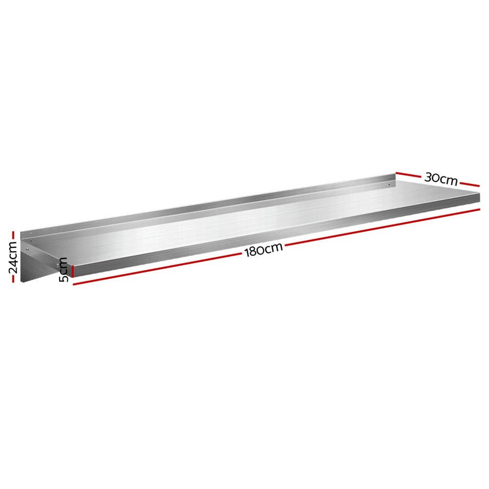 1800mm Stainless Steel Kitchen Wall Shelf Mounted Rack - Home & Garden > DIY > Kitchen & Bathroom DIY - Rivercity House & Home Co. (ABN 18 642 972 209) - Affordable Modern Furniture Australia