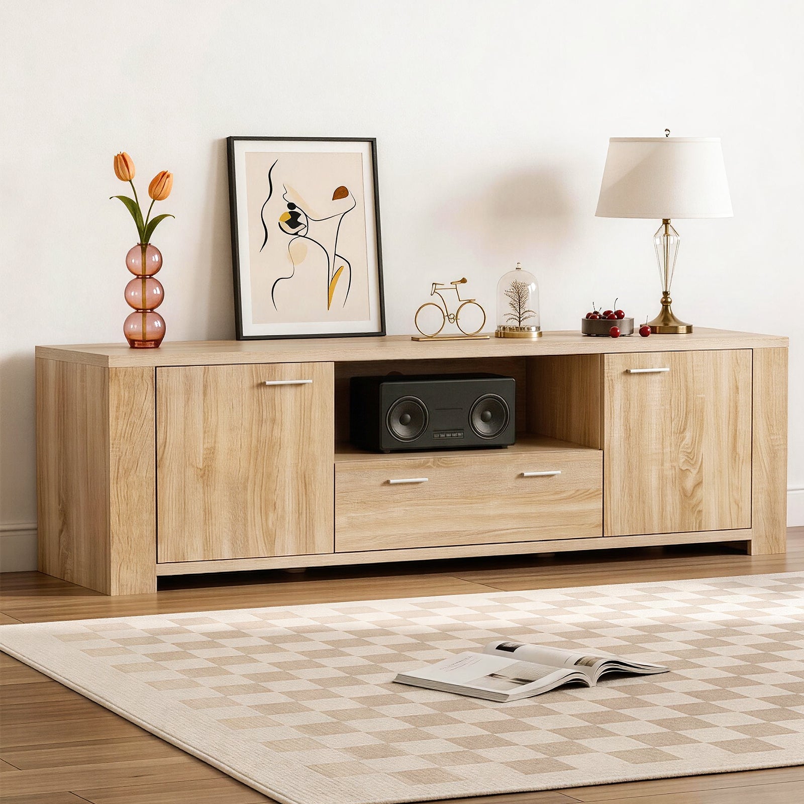 180cm TV Unit Entertainment Unit Storage Drawer Cabinet Pine - Furniture > Living Room > TV Units - Rivercity House & Home Co. (ABN 18 642 972 209) - Affordable Modern Furniture Australia