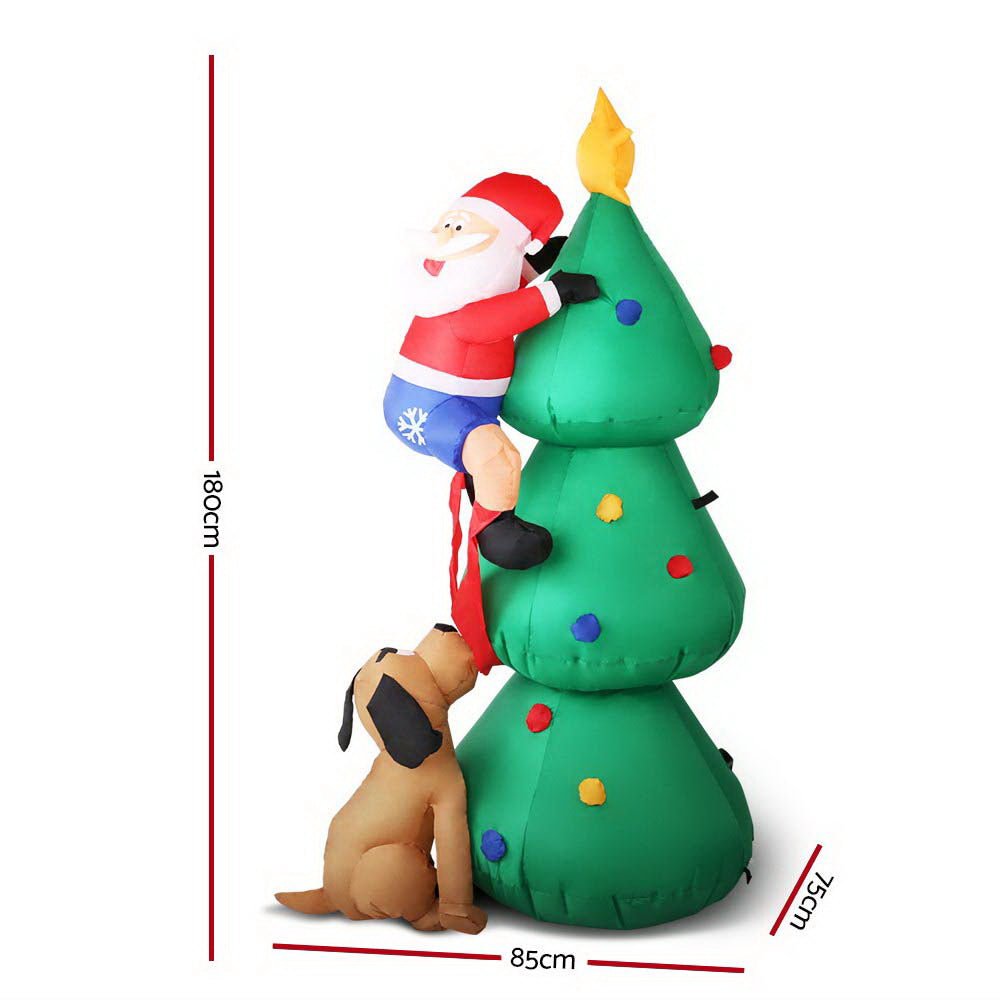 1.8M Christmas Inflatable Santa on Tree Lights Xmas Decor Airblown - Occasions - Rivercity House & Home Co. (ABN 18 642 972 209) - Affordable Modern Furniture Australia