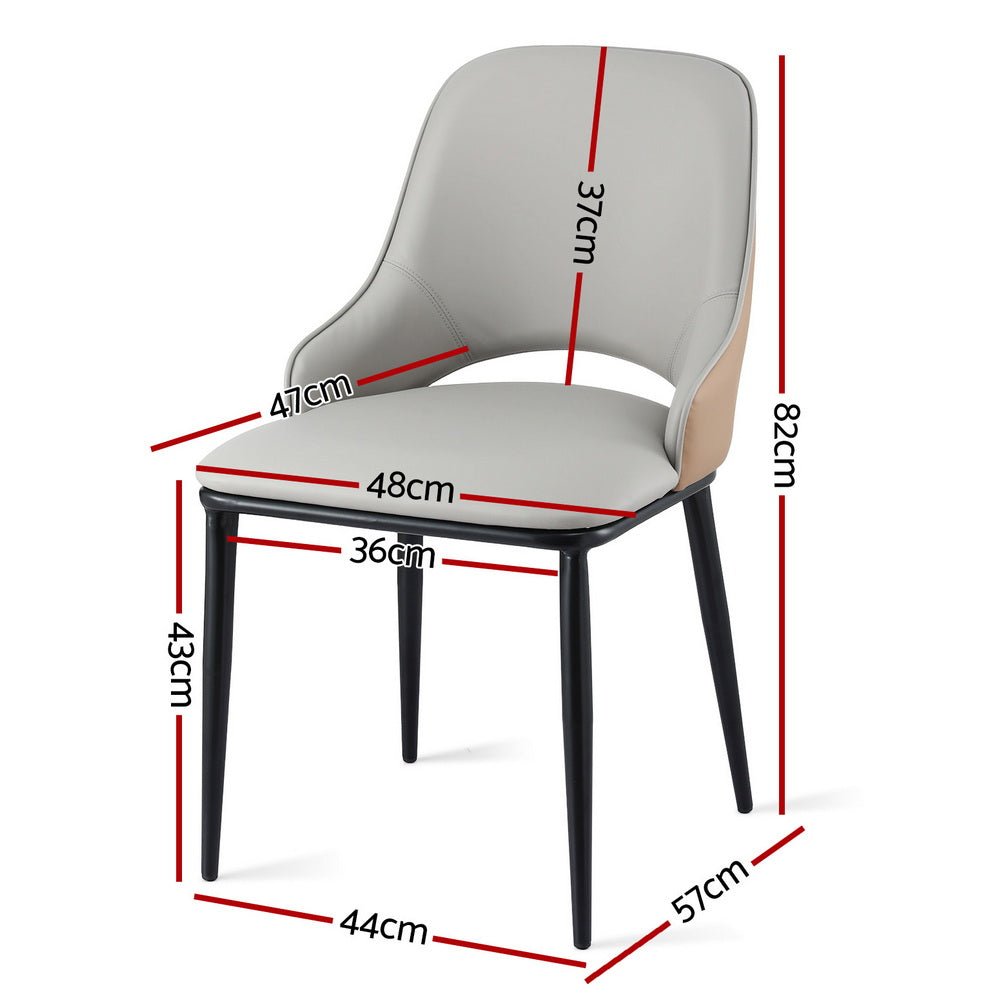 1x Dining Chair Hollow PU Leather Kitchen Lounge Cafe Accent Chairs Grey - Furniture > Dining > Kitchen & Dining Chairs - Rivercity House & Home Co. (ABN 18 642 972 209) - Affordable Modern Furniture Australia