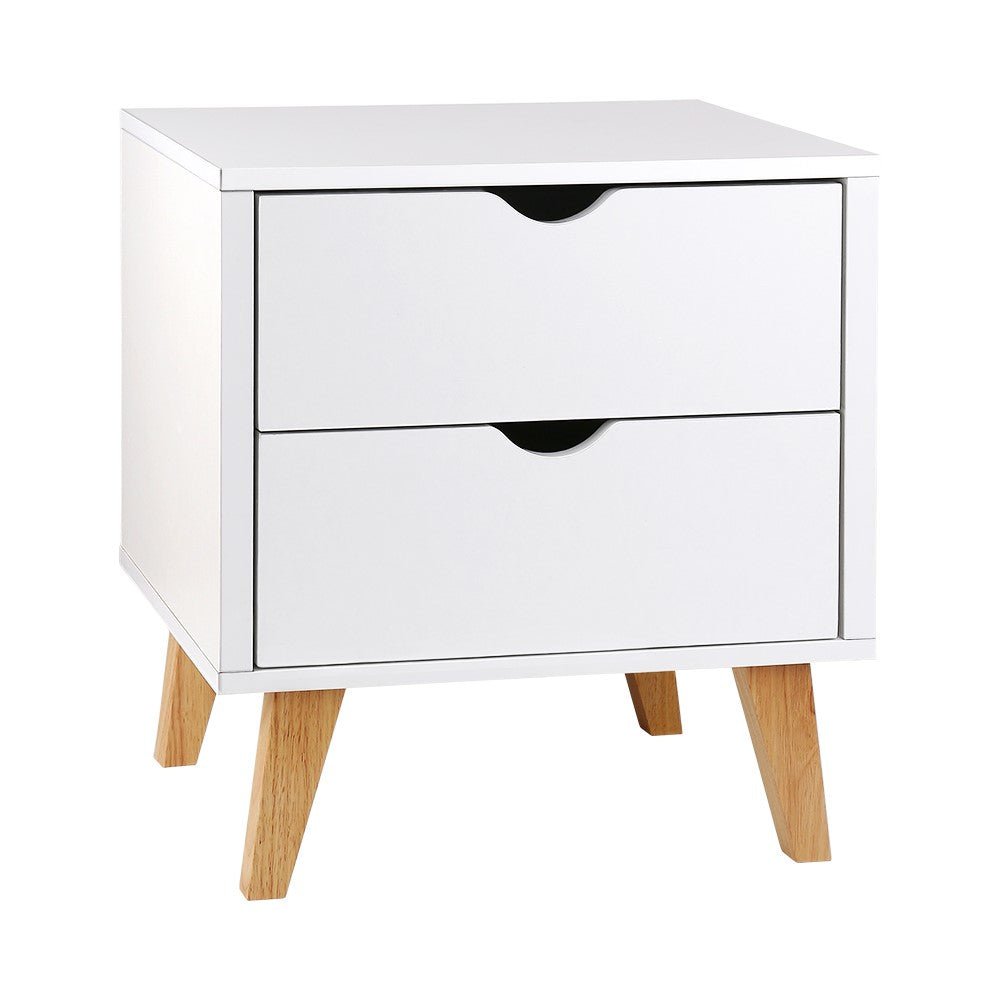 2 Drawer Wooden Bedside Tables - White - Rivercity House & Home Co. (ABN 18 642 972 209) - Affordable Modern Furniture Australia
