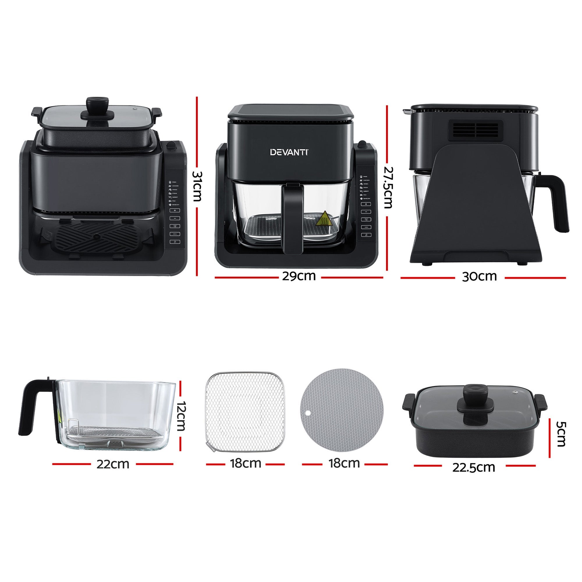 2 - IN - 1 Air Fryer 5.5L Dual Zone Fryers Electric Cooker with Top BBQ Grill & Bot - Appliances > Kitchen Appliances > Air Fryers - Rivercity House & Home Co. (ABN 18 642 972 209) - Affordable Modern Furniture Australia