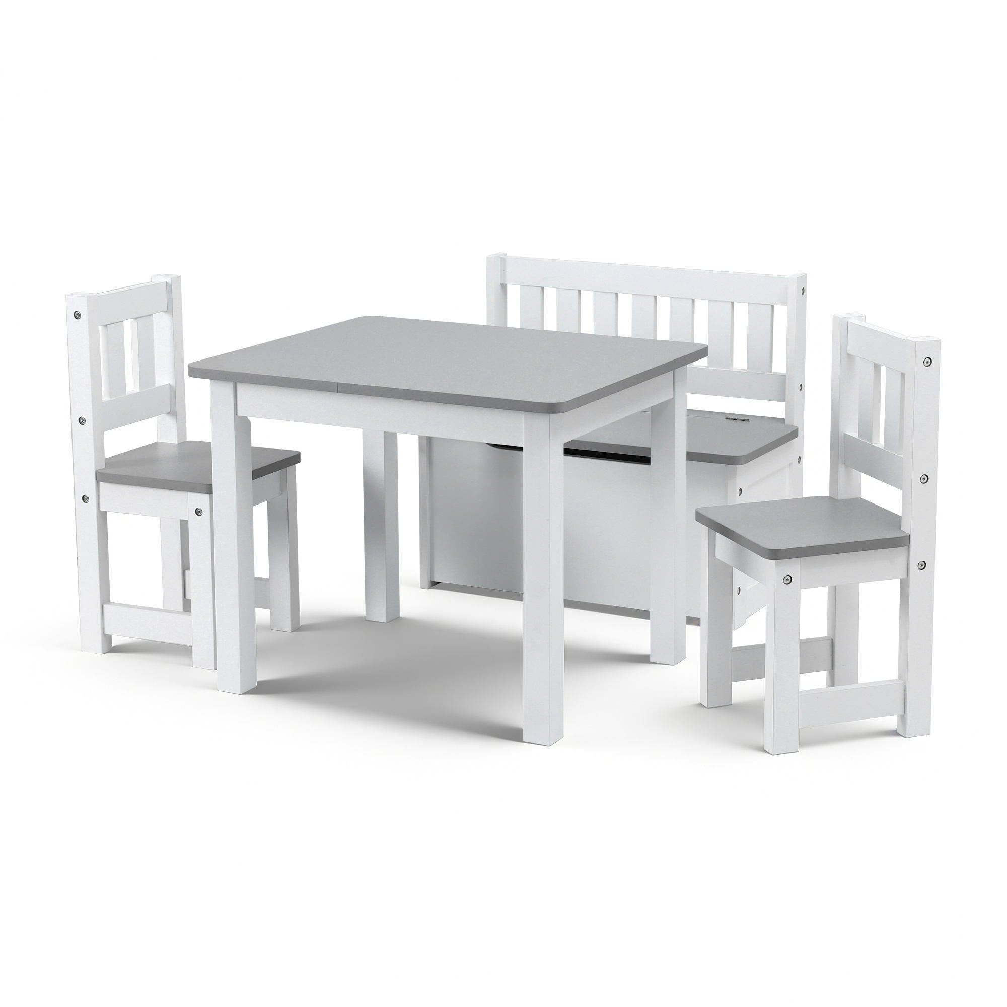 2 in 1 Kids Table and Chair Set, Activity Table with Storage Bench and 2 Chairs for Reading, Drawing, Writing, Snack Time & Arts Crafts, 4 PCS Toddler Table and Chair Set, Grey - Baby & Kids > Kid's Furniture > Kid's Tables, Chairs & Seats - Rivercity House & Home Co. (ABN 18 642 972 209) - Affordable Modern Furniture Australia