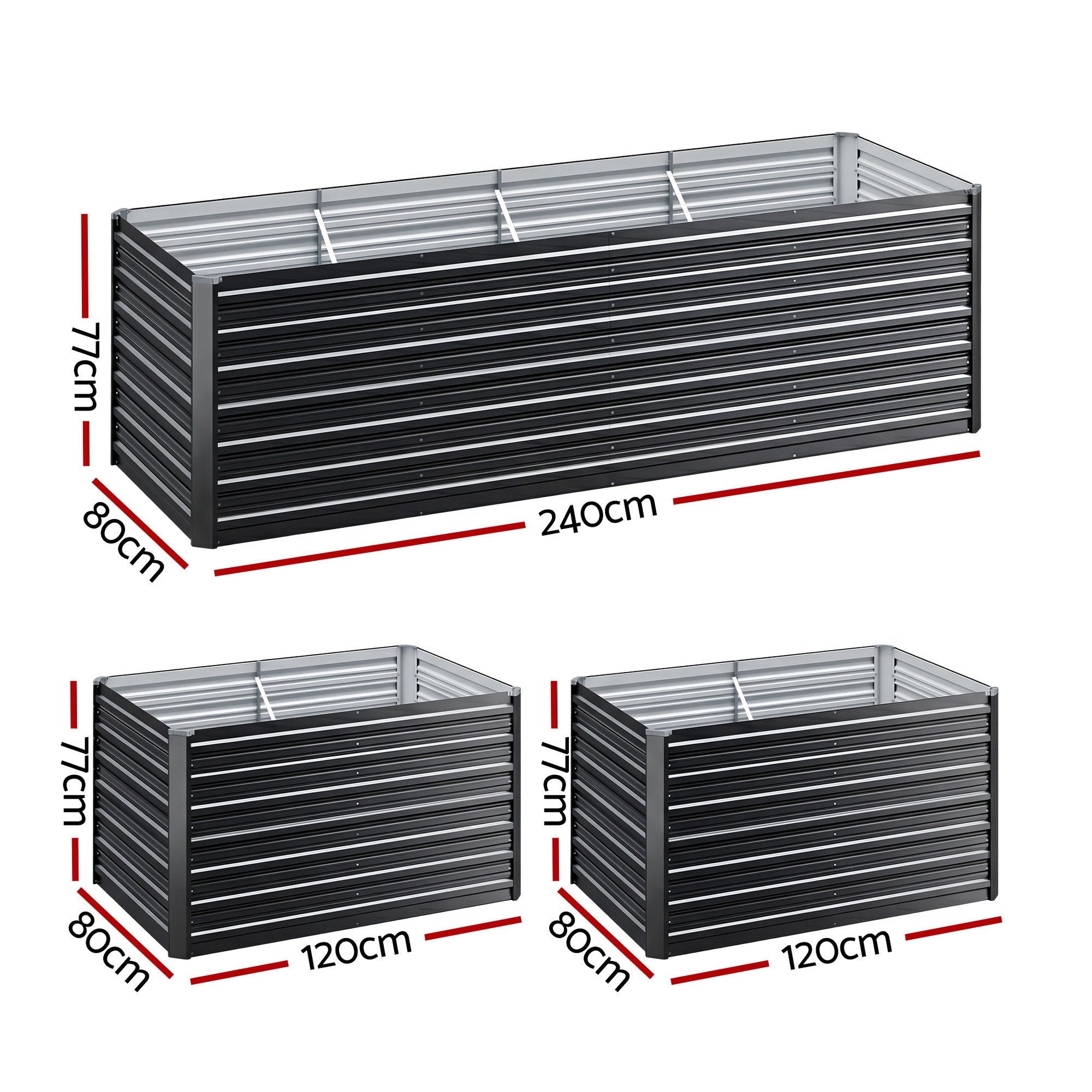 2 - in - 1 Raised Garden Bed Kit, 240cm/120cm| 77cm Extra Deep Ergonomic Planter Box | Protect Your Back | Galvanised Steel Vegetable Flower Pot for Outdoor Garden | Includes Gloves & Pegs - Home & Garden > Garden Beds > Garden Beds & Planters - Rivercity House & Home Co. (ABN 18 642 972 209) - Affordable Modern Furniture Australia