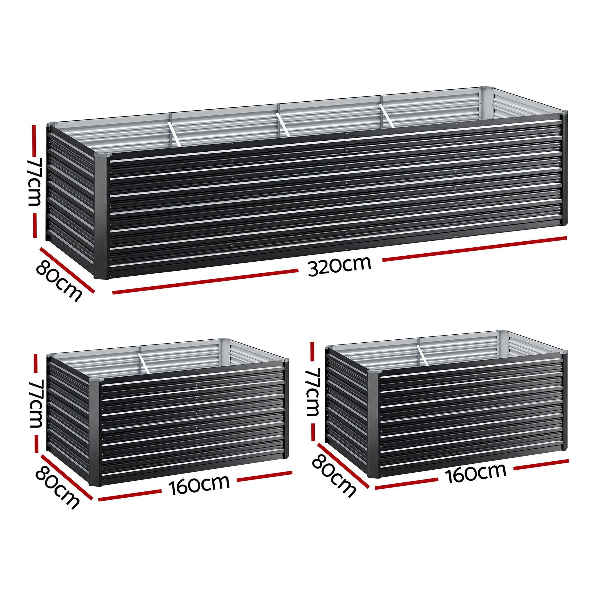 2 - in - 1 Raised Garden Bed Kit, 320cm/160cm| 77cm Extra Deep Ergonomic Planter Box | Protect Your Back | Galvanised Steel Vegetable Flower Pot for Outdoor Garden | Includes Gloves & Pegs - Home & Garden > Garden Beds > Garden Beds & Planters - Rivercity House & Home Co. (ABN 18 642 972 209) - Affordable Modern Furniture Australia