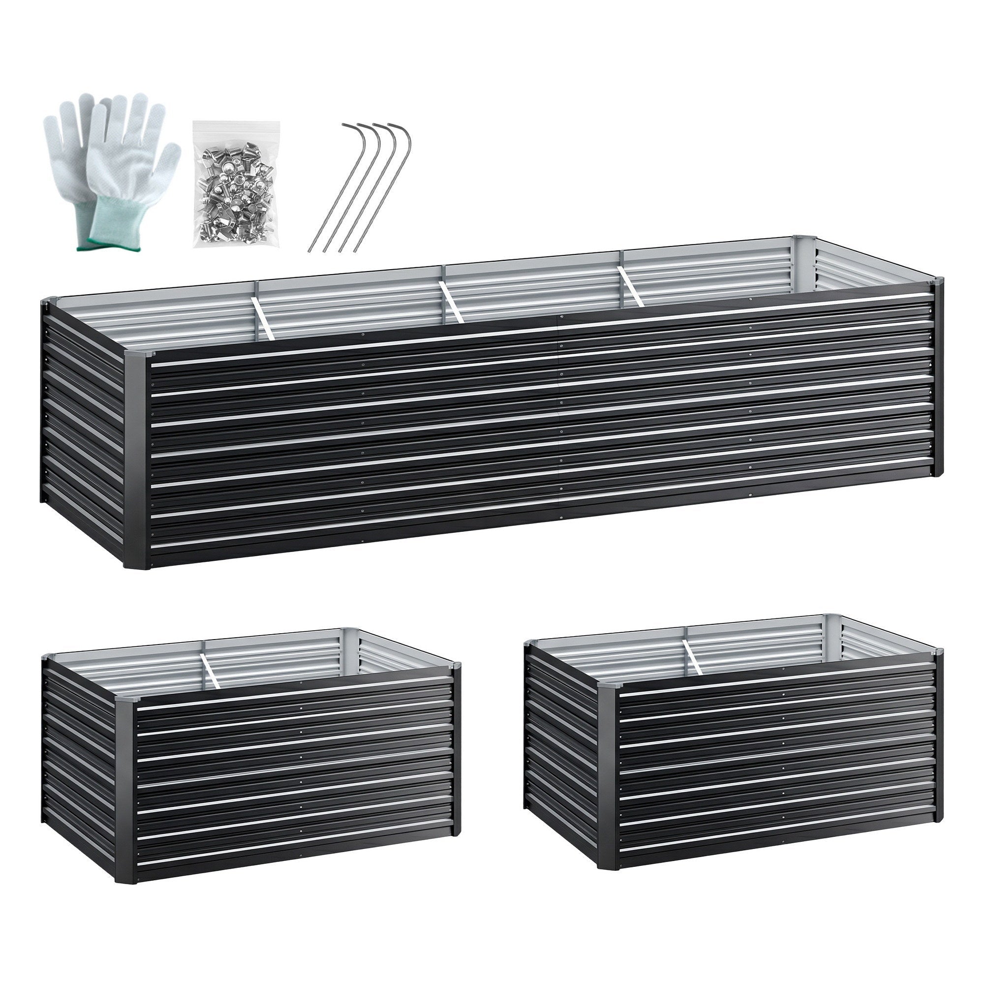 2 - in - 1 Raised Garden Bed Kit, 320cm/160cm| 77cm Extra Deep Ergonomic Planter Box | Protect Your Back | Galvanised Steel Vegetable Flower Pot for Outdoor Garden | Includes Gloves & Pegs - Home & Garden > Garden Beds > Garden Beds & Planters - Rivercity House & Home Co. (ABN 18 642 972 209) - Affordable Modern Furniture Australia