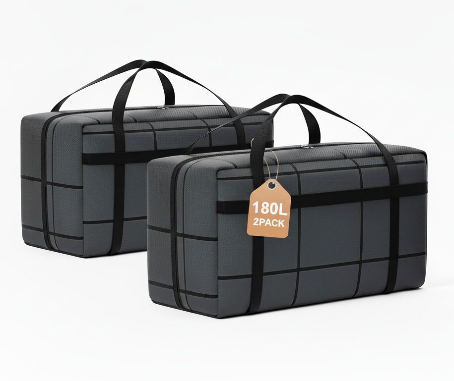2 - Pack 180L Extra Large Moving Storage Bags with Handles & Heavy Duty Zipper - Blue - Home & Garden > Storage > Clothing & Wardrobe Storage - Rivercity House & Home Co. (ABN 18 642 972 209) - Affordable Modern Furniture Australia