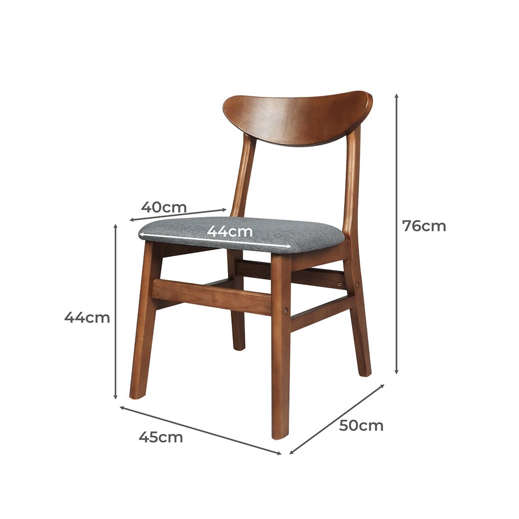 2 - Pack Dining Chairs with Fabric Cushion Foam Seat - Brown - Rivercity House & Home Co. (ABN 18 642 972 209) - Affordable Modern Furniture Australia