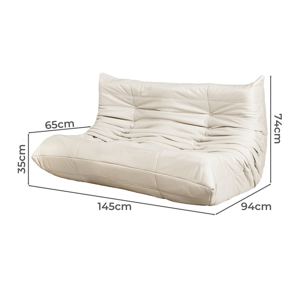 2 - Seater Caterpillar Floor Sofa Lounge - Beige - Rivercity House & Home Co. (ABN 18 642 972 209) - Affordable Modern Furniture Australia