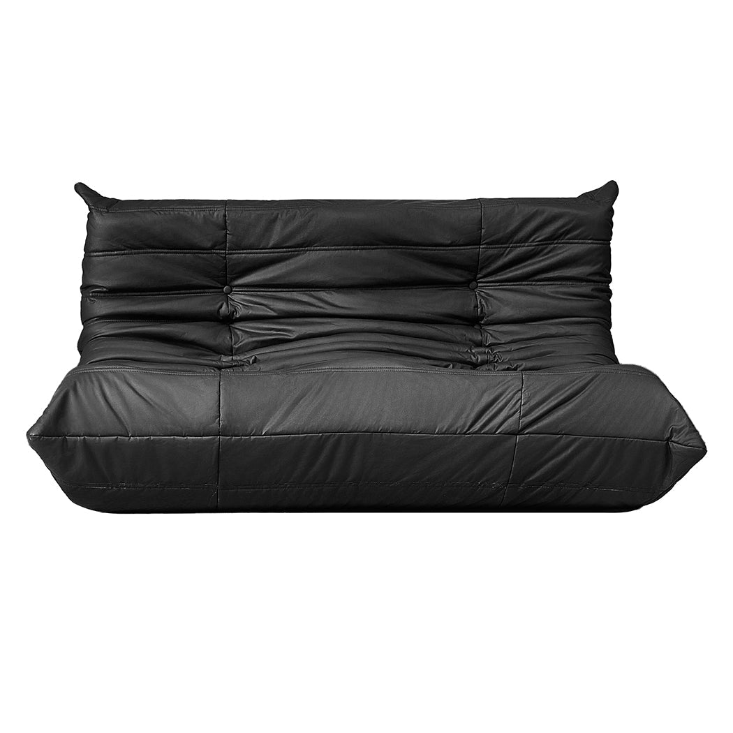 2 - Seater Caterpillar Floor Sofa Lounge - Black - Rivercity House & Home Co. (ABN 18 642 972 209) - Affordable Modern Furniture Australia