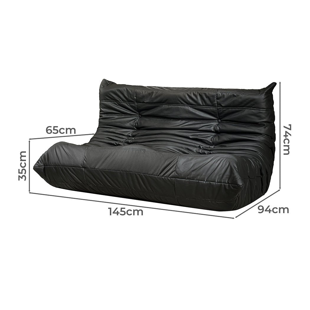 2 - Seater Caterpillar Floor Sofa Lounge - Black - Rivercity House & Home Co. (ABN 18 642 972 209) - Affordable Modern Furniture Australia