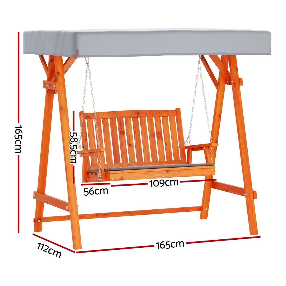 2 Seater Outdoor Wooden Swing Chair - Brand - Rivercity House & Home Co. (ABN 18 642 972 209) - Affordable Modern Furniture Australia