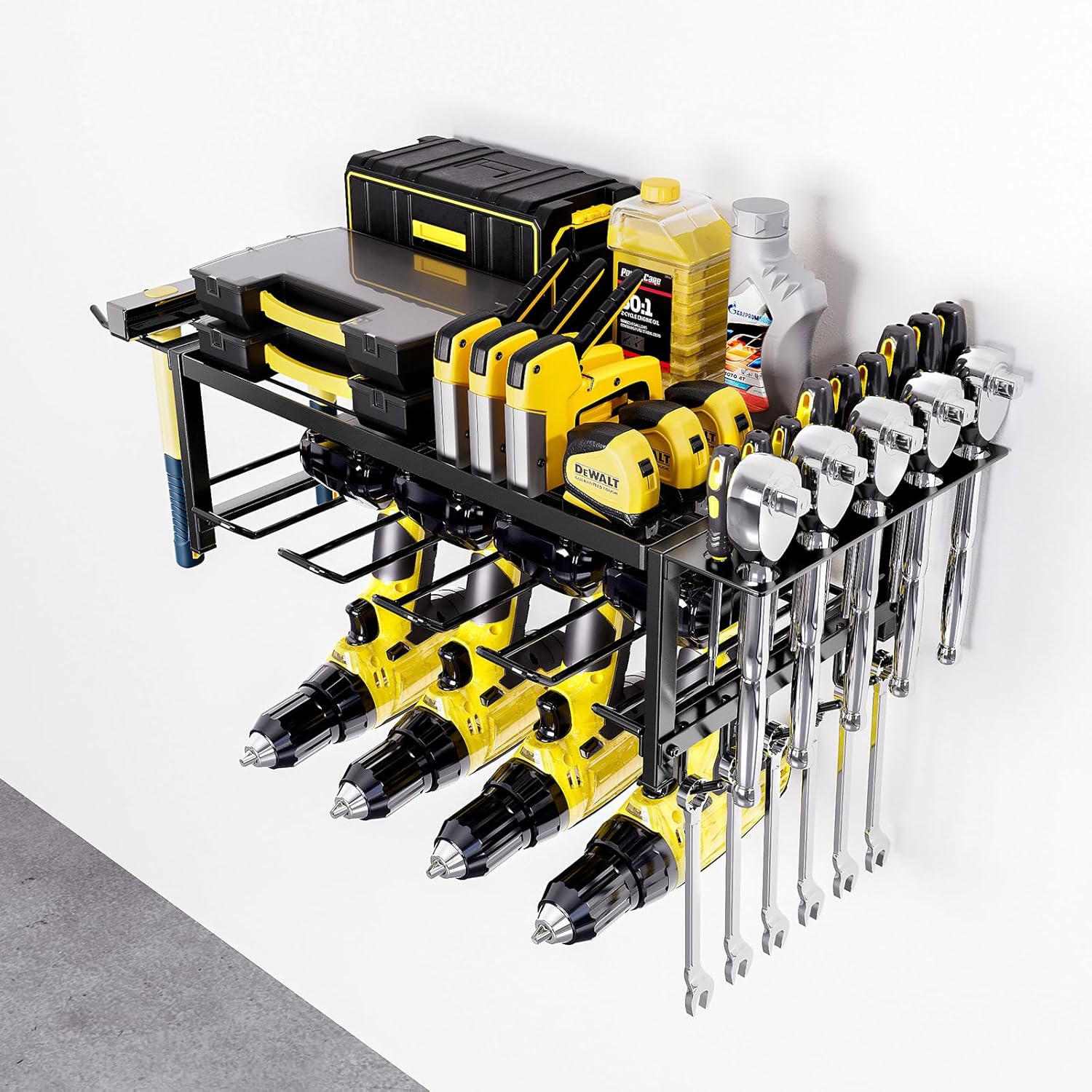 2 - Tier Power Tool Rack Organizer Wall Mount with Drill Holder & Wrench Hooks for Cordless Tools & Workshop Organization - Home & Garden > Garden Tools > Gardening Accessories - Rivercity House & Home Co. (ABN 18 642 972 209) - Affordable Modern Furniture Australia
