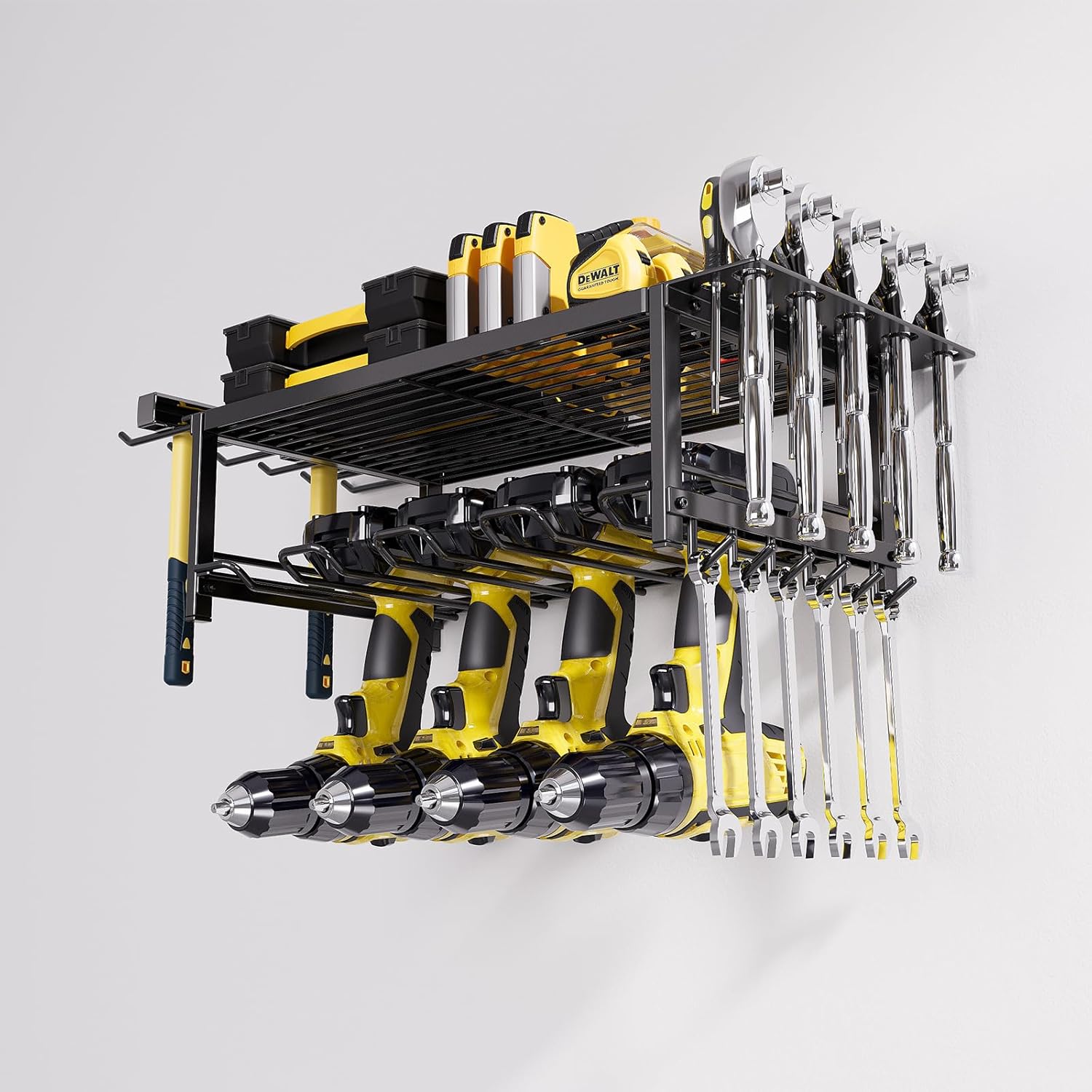 2 - Tier Power Tool Rack Organizer Wall Mount with Drill Holder & Wrench Hooks for Cordless Tools & Workshop Organization - Home & Garden > Garden Tools > Gardening Accessories - Rivercity House & Home Co. (ABN 18 642 972 209) - Affordable Modern Furniture Australia