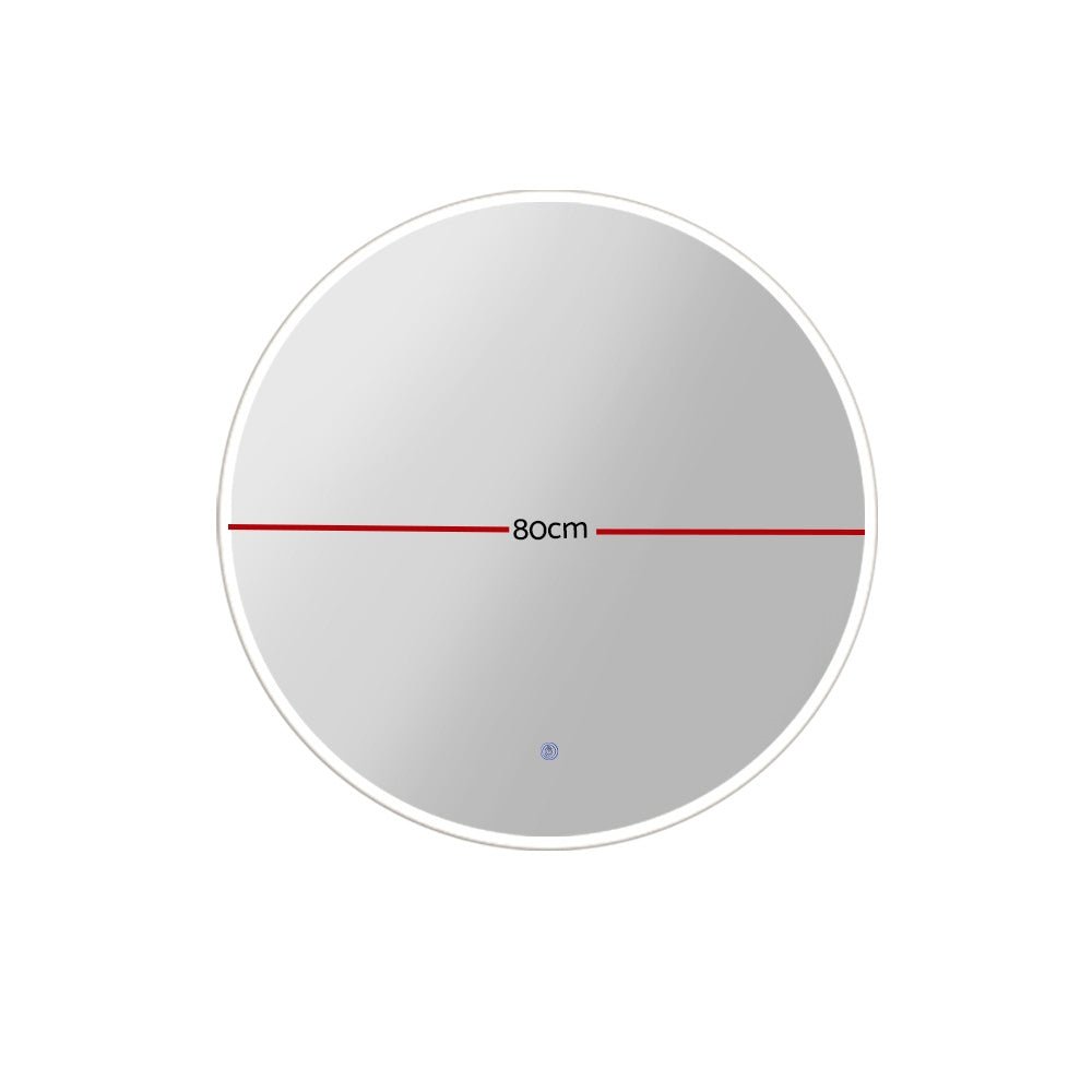 2 Wall Mirror 80cm with Led light Makeup Home Decor Bathroom Round Vanity - Health & Beauty > Makeup > Makeup Mirrors - Rivercity House & Home Co. (ABN 18 642 972 209) - Affordable Modern Furniture Australia