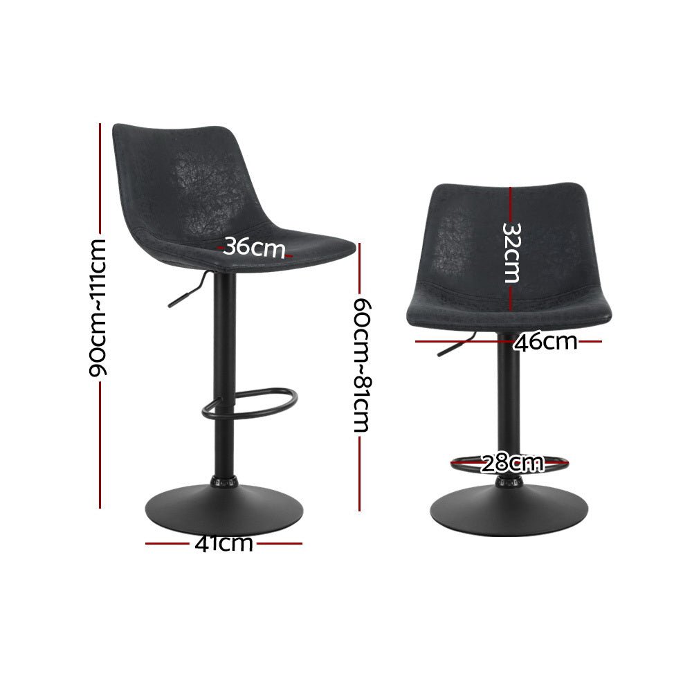 2 x Bar Stools Gas Lift - Black - Rivercity House & Home Co. (ABN 18 642 972 209) - Affordable Modern Furniture Australia