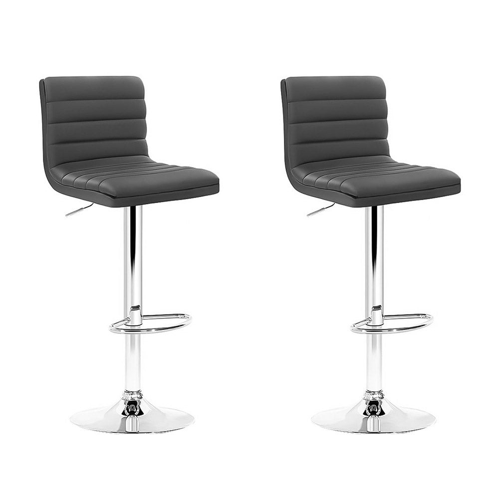 2 x Gas Lift Bar Stools Grey - Rivercity House & Home Co. (ABN 18 642 972 209) - Affordable Modern Furniture Australia