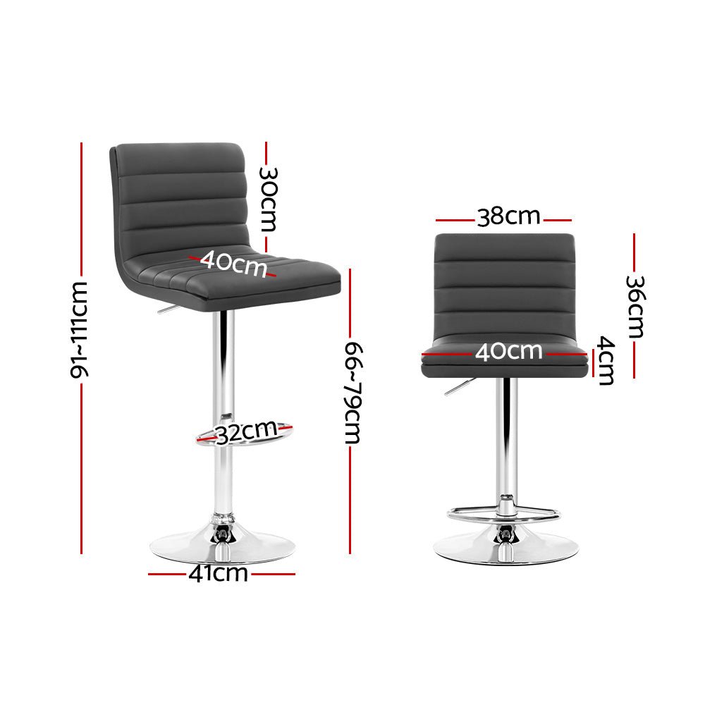 2 x Gas Lift Bar Stools Grey - Rivercity House & Home Co. (ABN 18 642 972 209) - Affordable Modern Furniture Australia