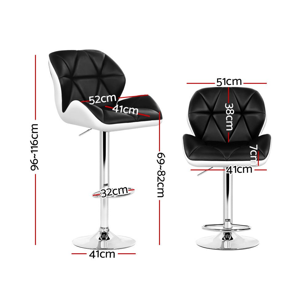 2 x Kitchen Bar Stools - White, Black and Chrome - Rivercity House & Home Co. (ABN 18 642 972 209) - Affordable Modern Furniture Australia