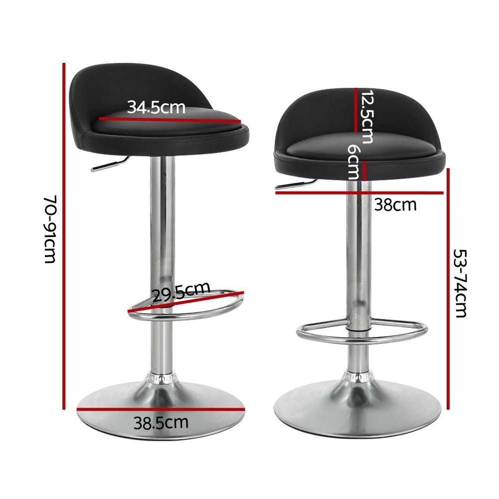 2 x Nuvo Bar Stools PU Leather - Black - Furniture > Bar Stools & Chairs - Rivercity House & Home Co. (ABN 18 642 972 209) - Affordable Modern Furniture Australia