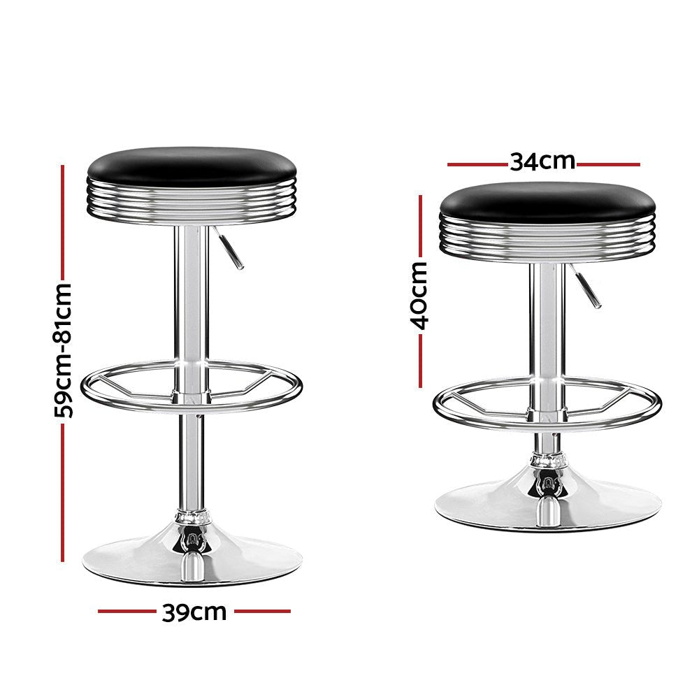 2 x PU Leather Swivel Backless Barstools - Black and Chrome - Rivercity House & Home Co. (ABN 18 642 972 209) - Affordable Modern Furniture Australia