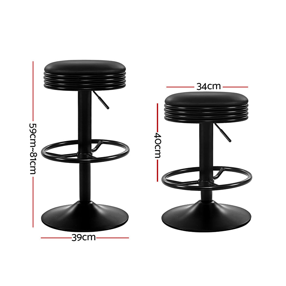 2 x PU Leather Swivel Backless Barstools - Black - Rivercity House & Home Co. (ABN 18 642 972 209) - Affordable Modern Furniture Australia
