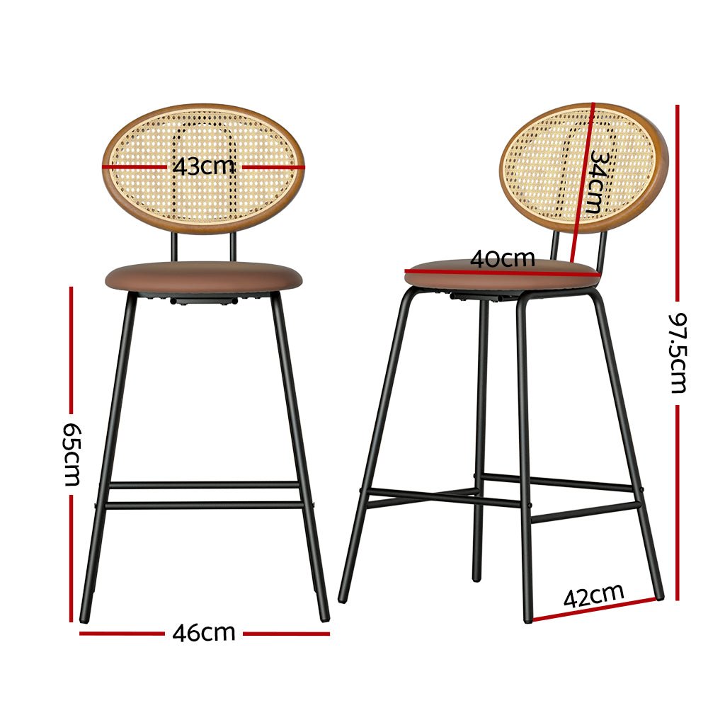 2 x Rattan Style Bar Stools - Brown - Furniture > Bar Stools & Chairs - Rivercity House & Home Co. (ABN 18 642 972 209) - Affordable Modern Furniture Australia